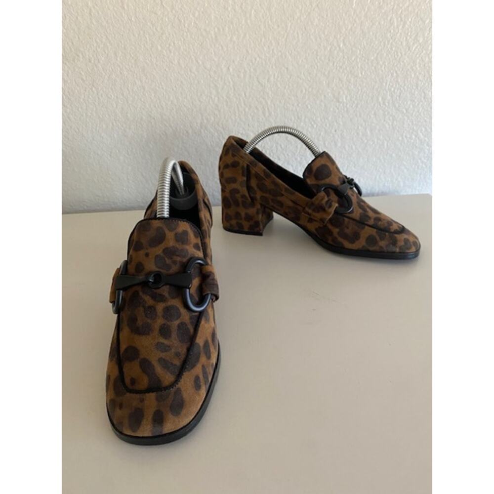 Vaneli Alroy Buckle Block Heel‎ Loafers Leopard Print Suede 2" Heel Women's 5.5M - Picture 2 of 12